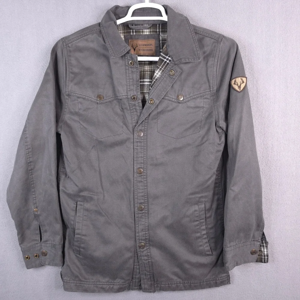 Legendary Gray Flannel Lined Button Front Jacket S Hunting Farm Rugged Workwear